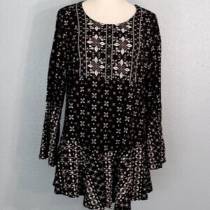 Style & Co Boho Flower Print Blouse Size OX